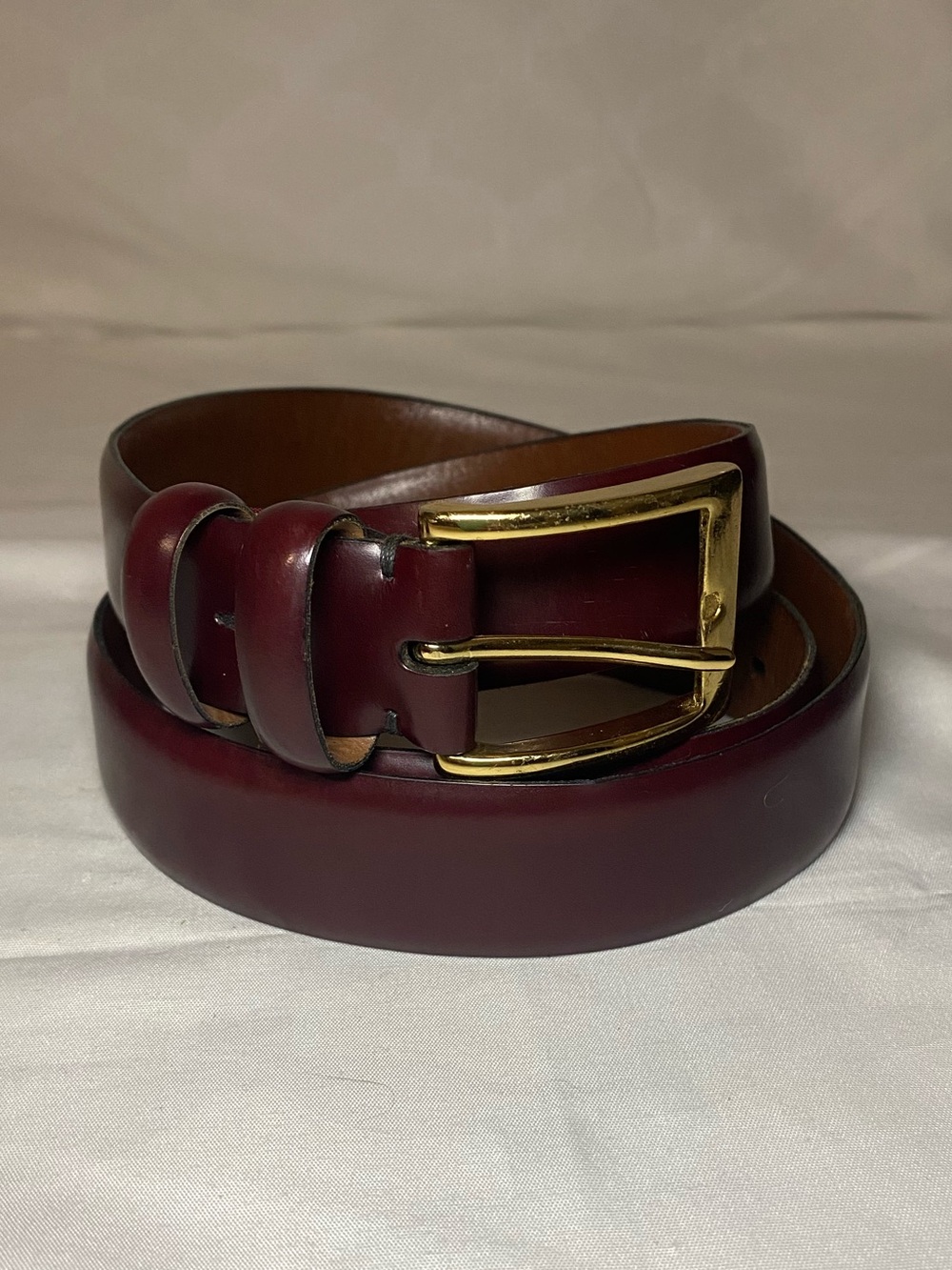 Cole Haan Burgundy Leather Belt with Gold Buckle